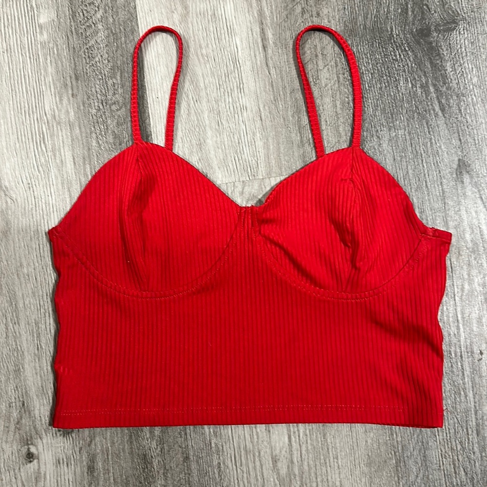 Bershka red crop top